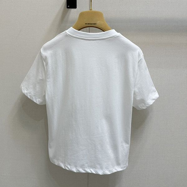 素敵な ミュウミュウ ロゴ コットン 偽物 半袖 Tシャツ myw13994